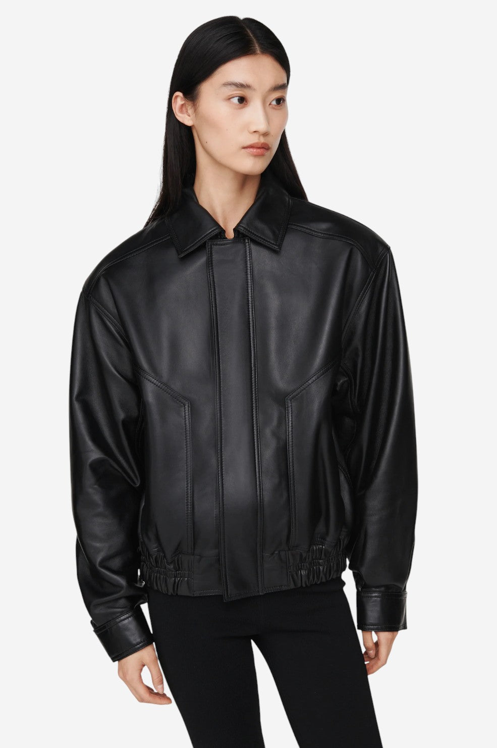 *PRE-ORDER* Florence Leather Bomber - Black - Shop Yu Fashion