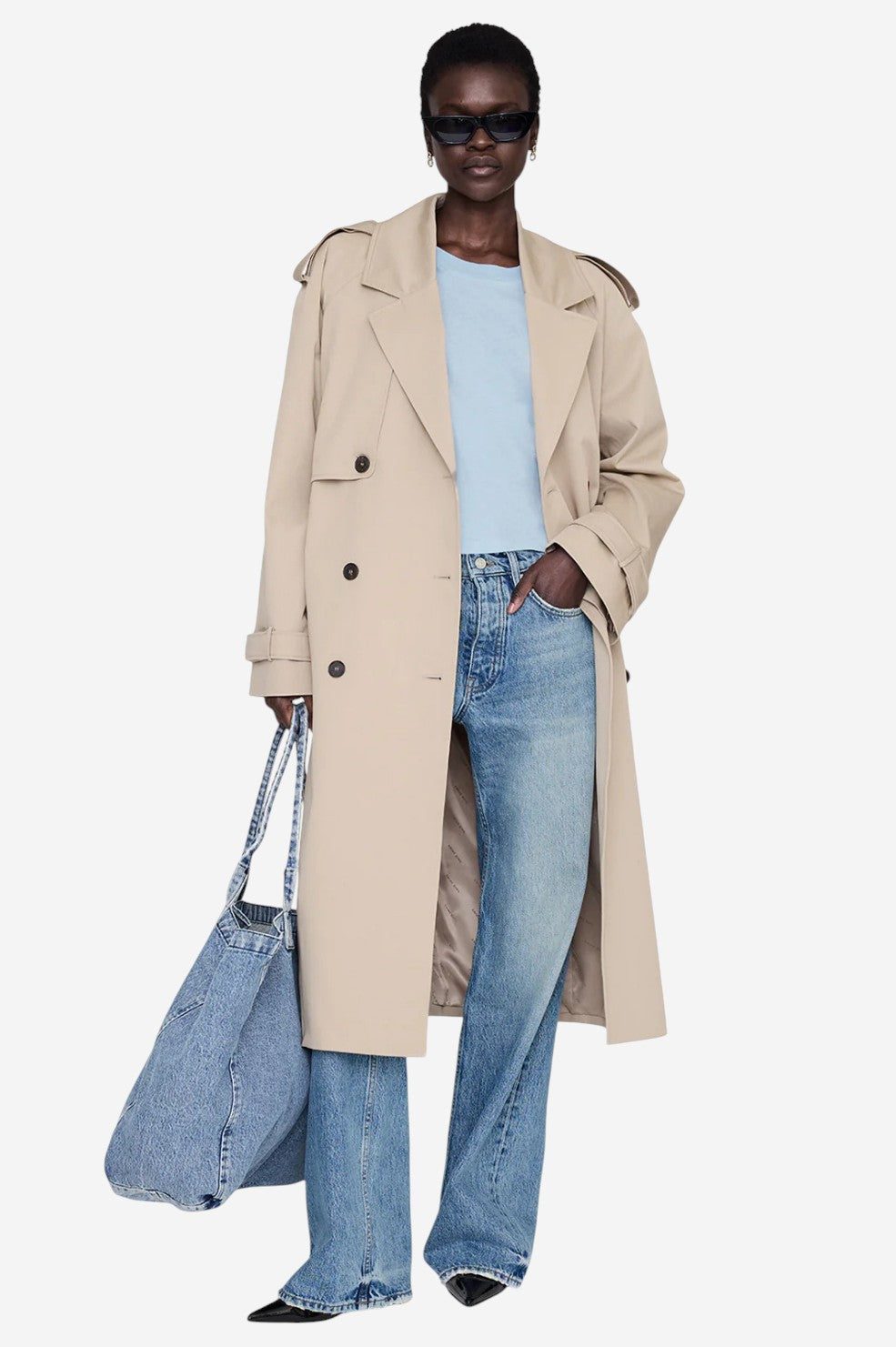 Johnny Cropped Tee Framed Monogram - Pale Blue