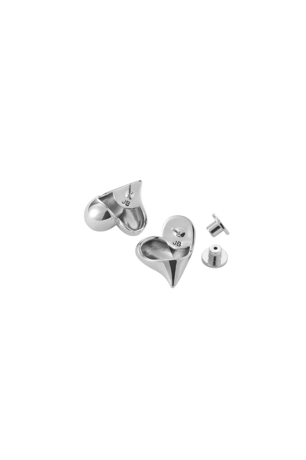 Art Heart Button Earrings - Silver