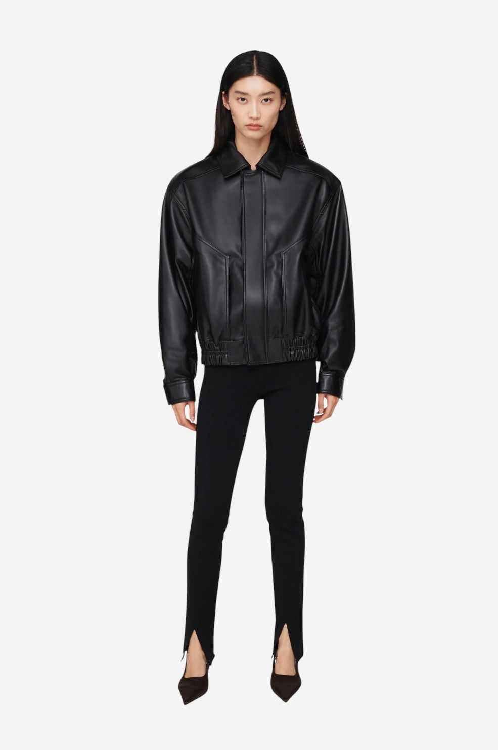 *PRE-ORDER* Florence Leather Bomber - Black - Shop Yu Fashion