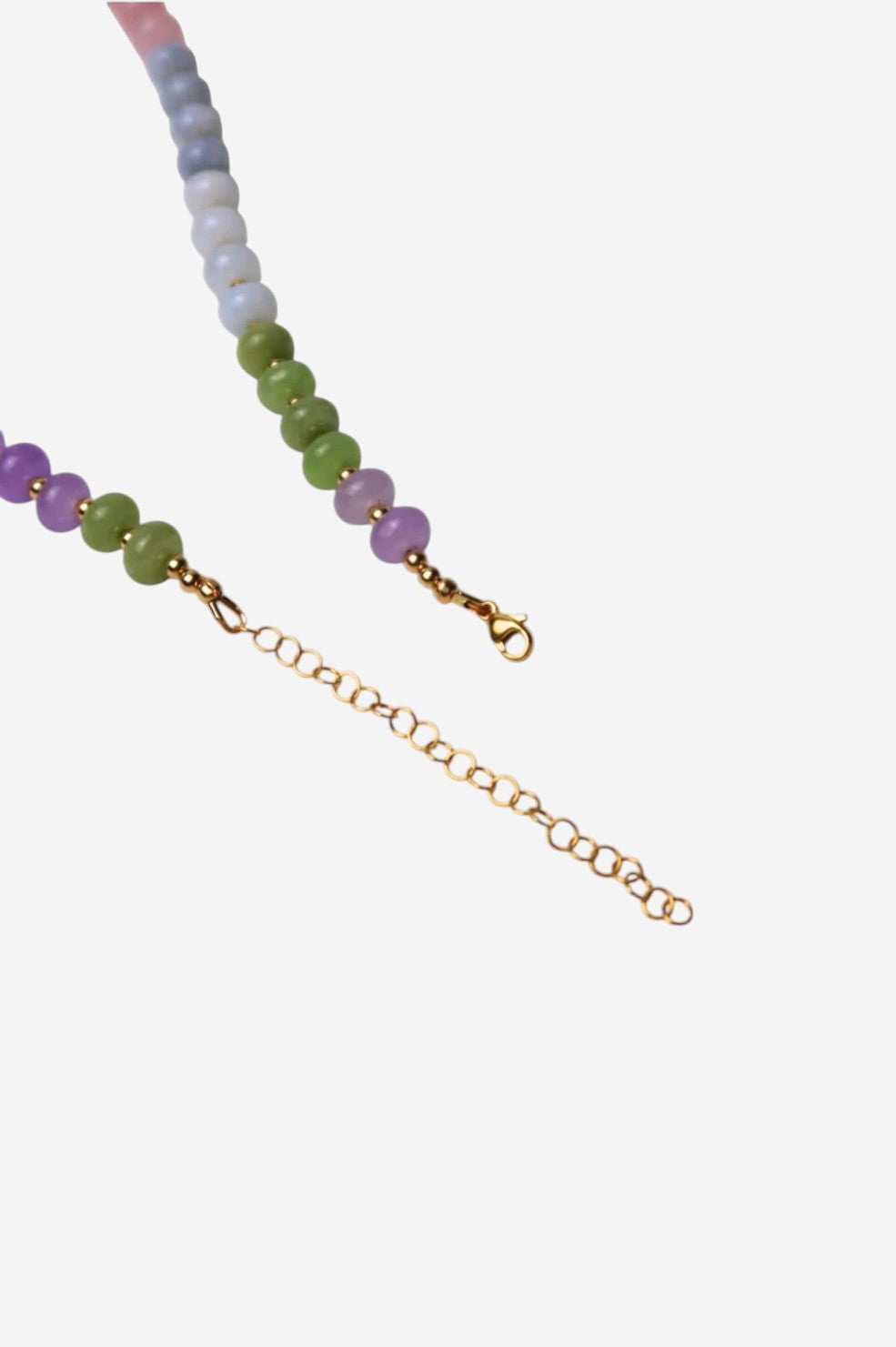 Pastel Gemstone Beaded Necklace With Charm Holder Clasp - Shop Yu Fashion