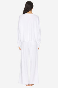 Sweatshirt & Wide Leg Pants Set - White - Shop Yu Fashion