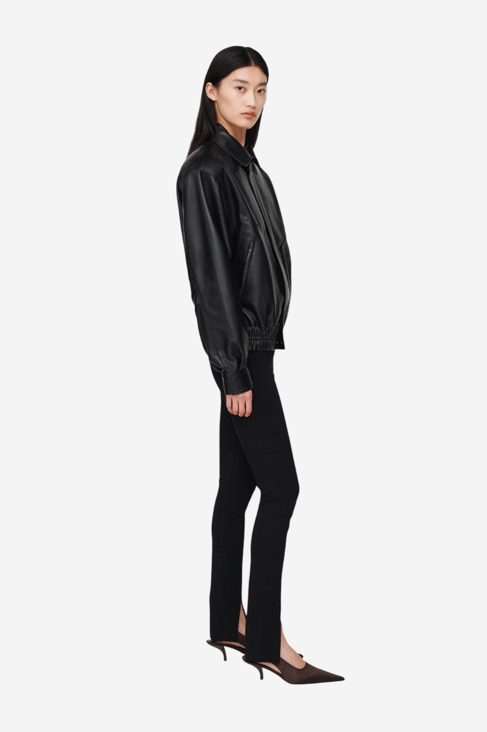 *PRE-ORDER* Florence Leather Bomber - Black - Shop Yu Fashion