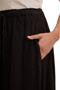 Velvet X Cleo Wade Memphis Woven Linen Skirt - Black