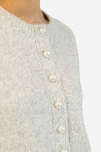Aisha Pearl Cardigan - Light Grey - Shop Yu Fashion