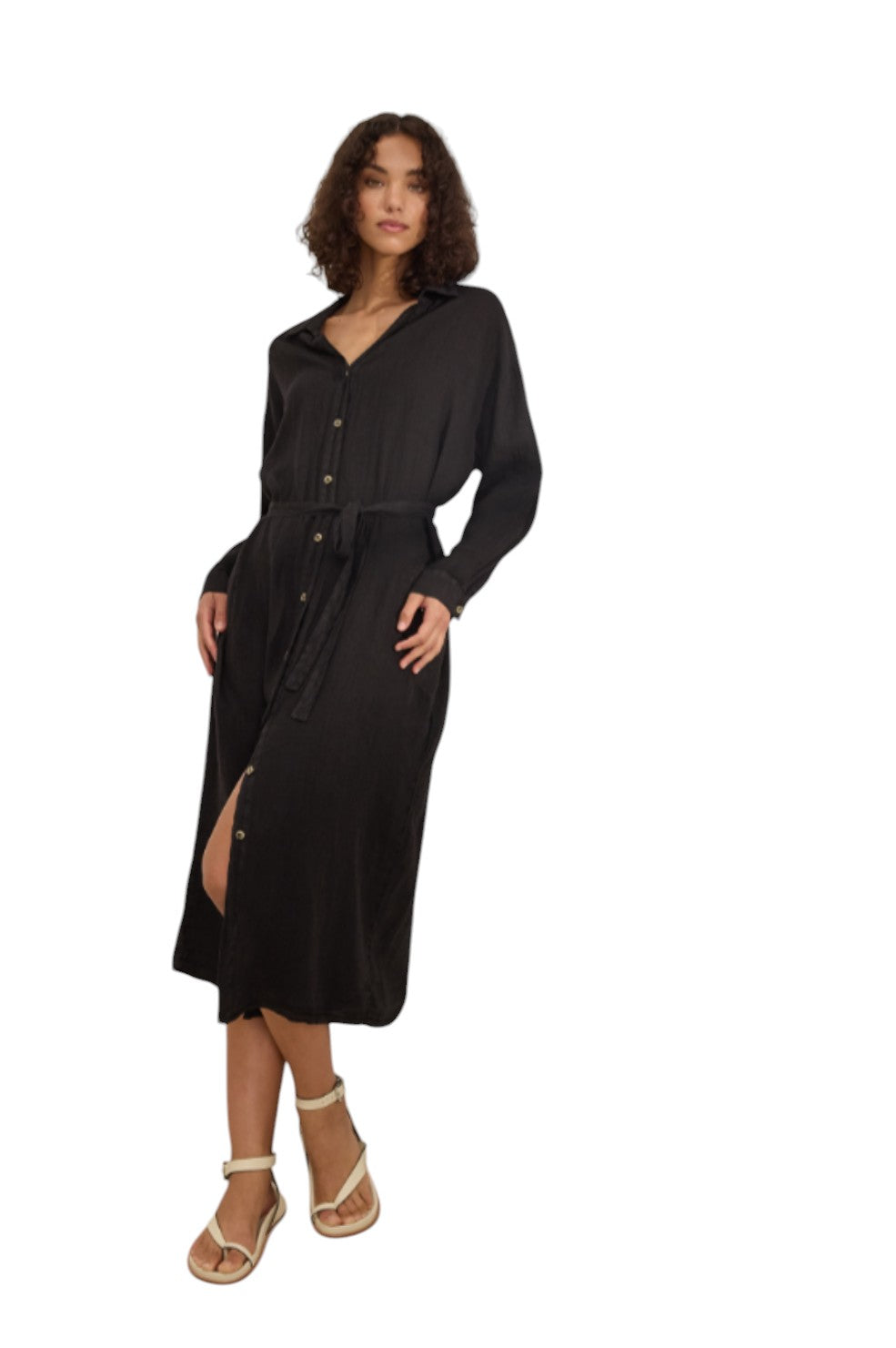 Velvet X Cleo Wade Nicole Woven Linen Dress - Black