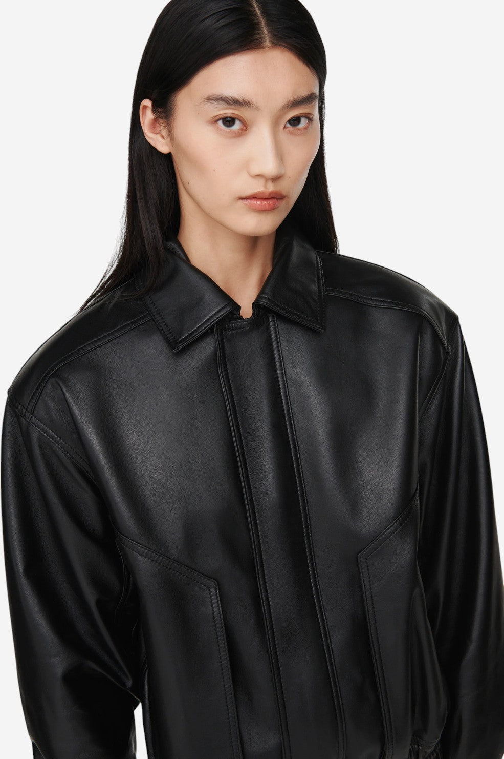 *PRE-ORDER* Florence Leather Bomber - Black - Shop Yu Fashion