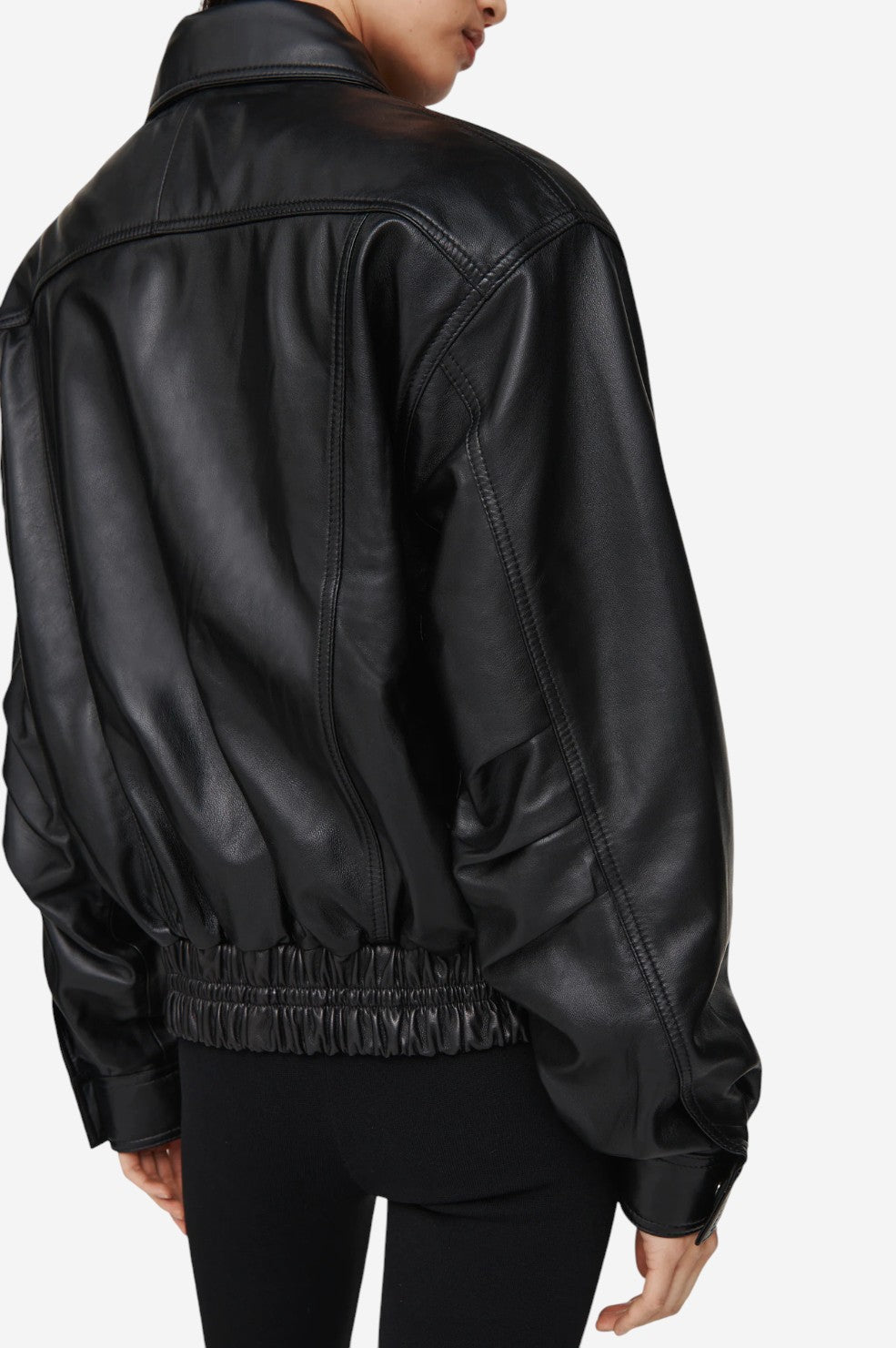*PRE-ORDER* Florence Leather Bomber - Black - Shop Yu Fashion