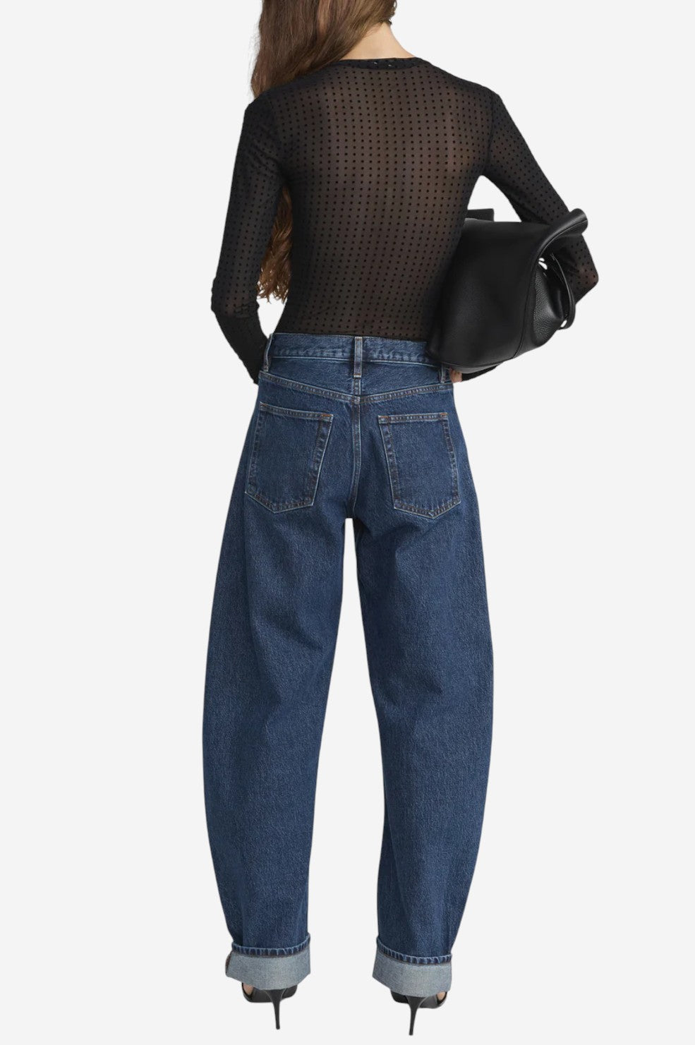 The Mesh Polka Dot Top - Black