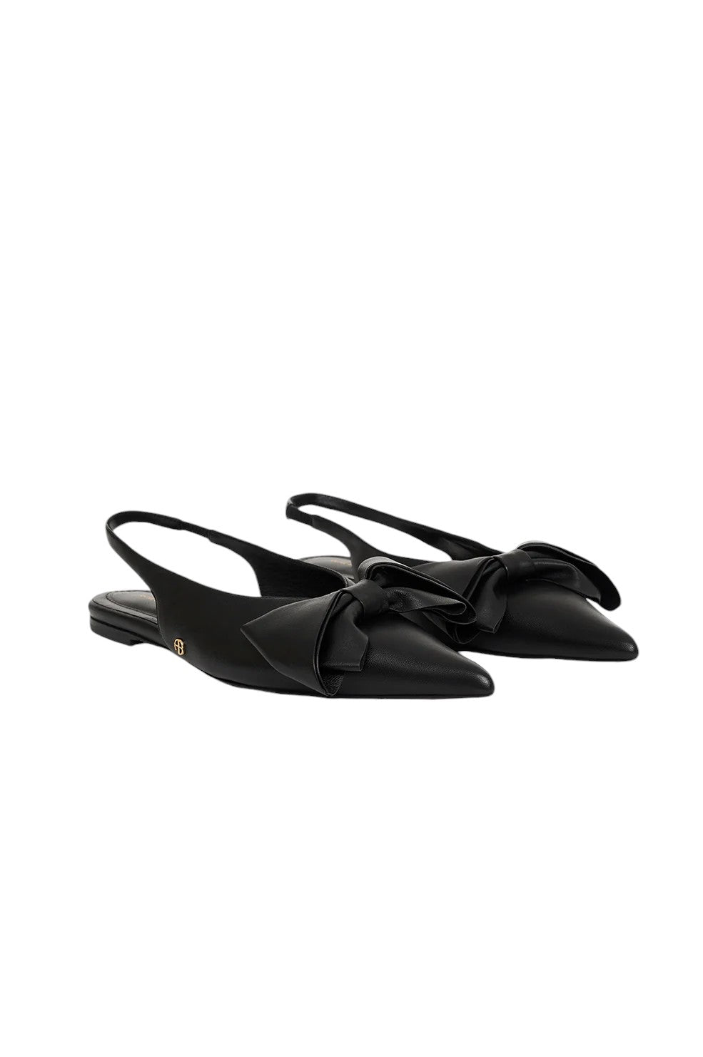 Nina Slingback Flats with Bow - Black