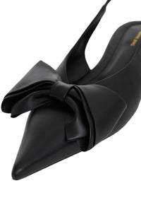 Nina Slingback Flats with Bow - Black