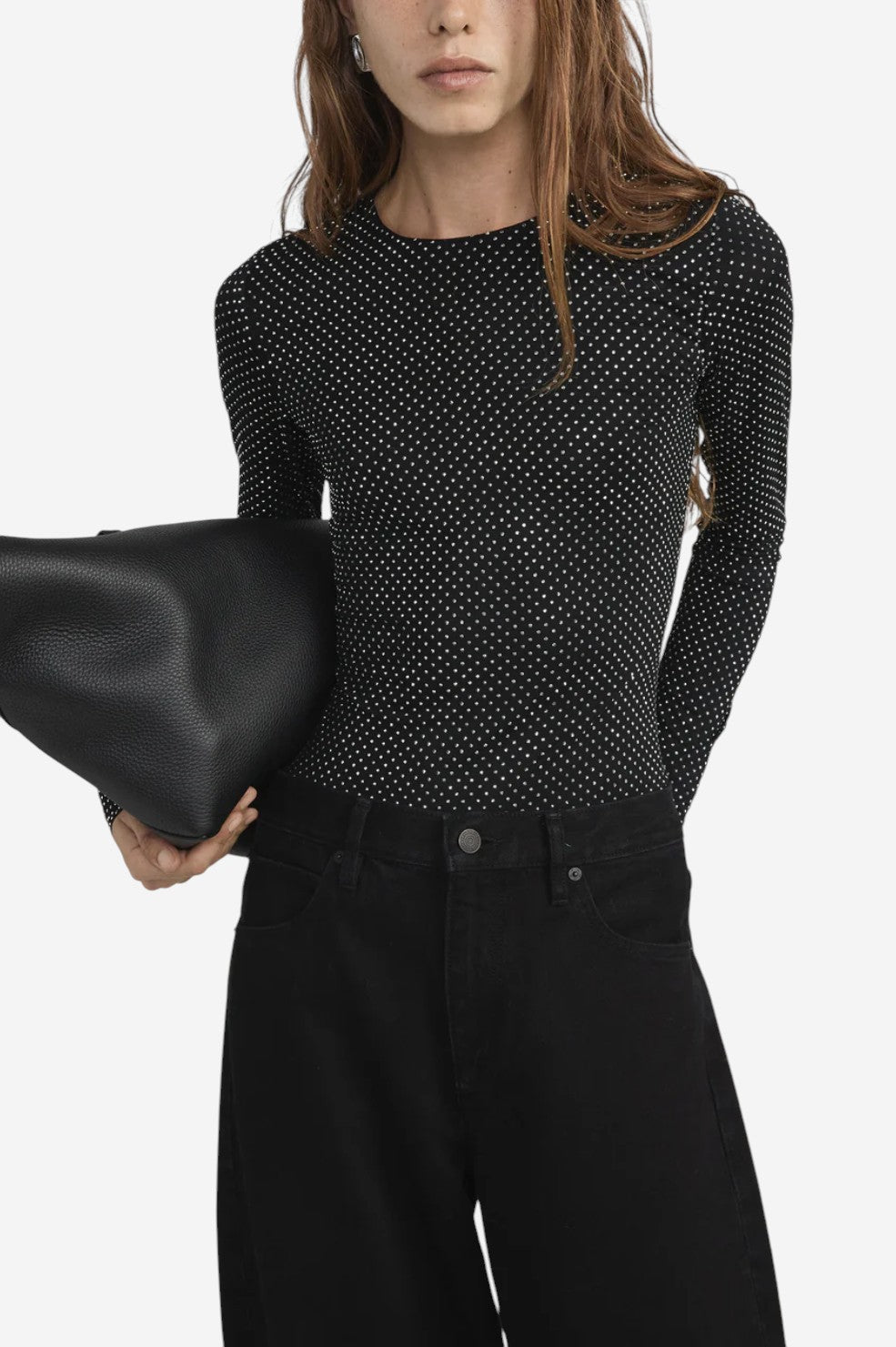 The Rhinestone Jersey Top - Black