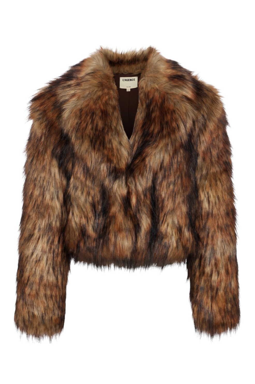 Aura Faux Fur Coat - Tan and Black Faux Fur