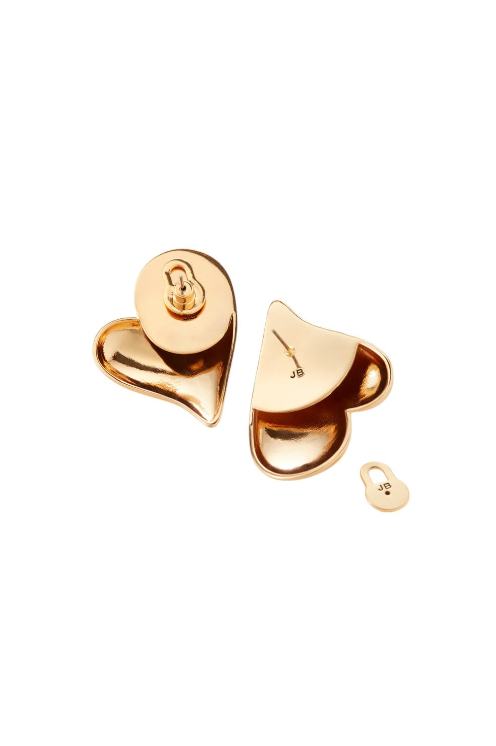 Mega Art Heart Button Earrings - Gold