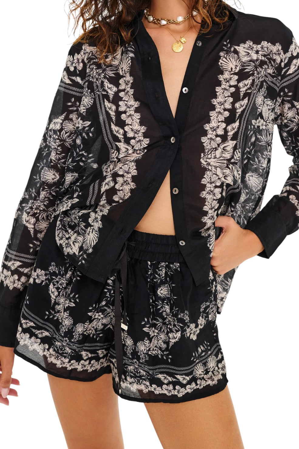 Rafella Blouse - Black Seaside Bandana