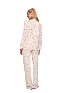 Gisele Printed Long PJ Set - Light Pink/Black