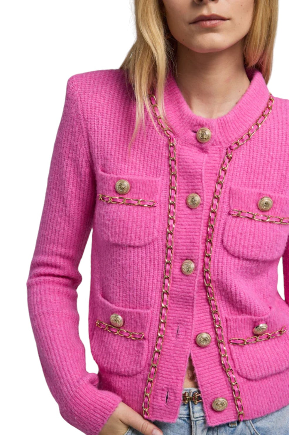 Selma Chain Cardigan - Pink