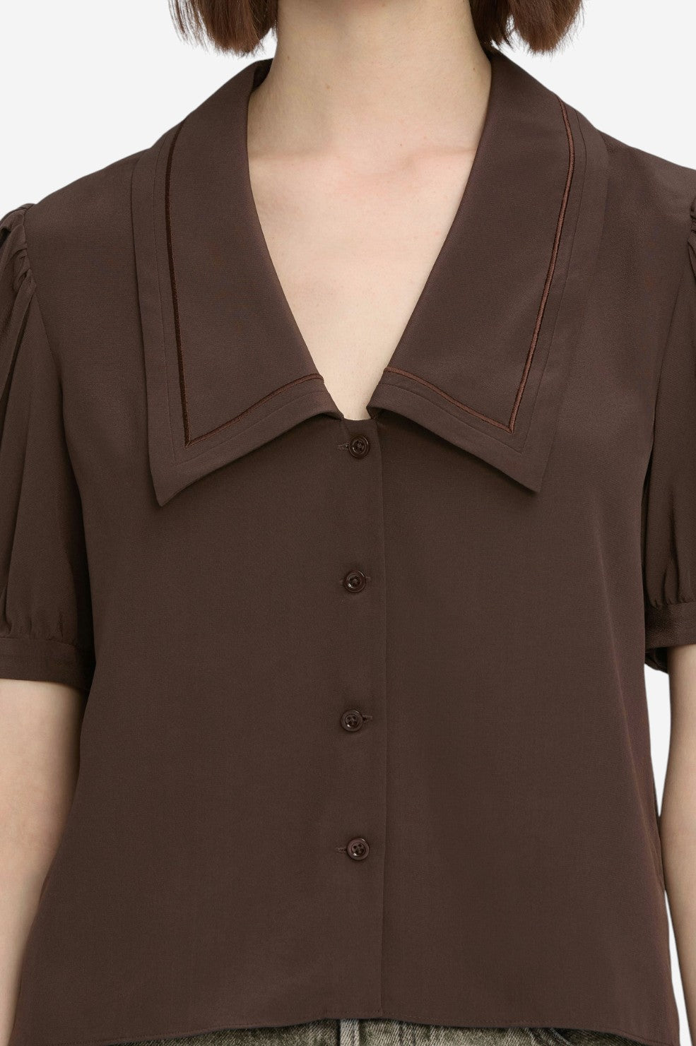 The Sailor Blouse - Coffee - Shop Yu Fashion