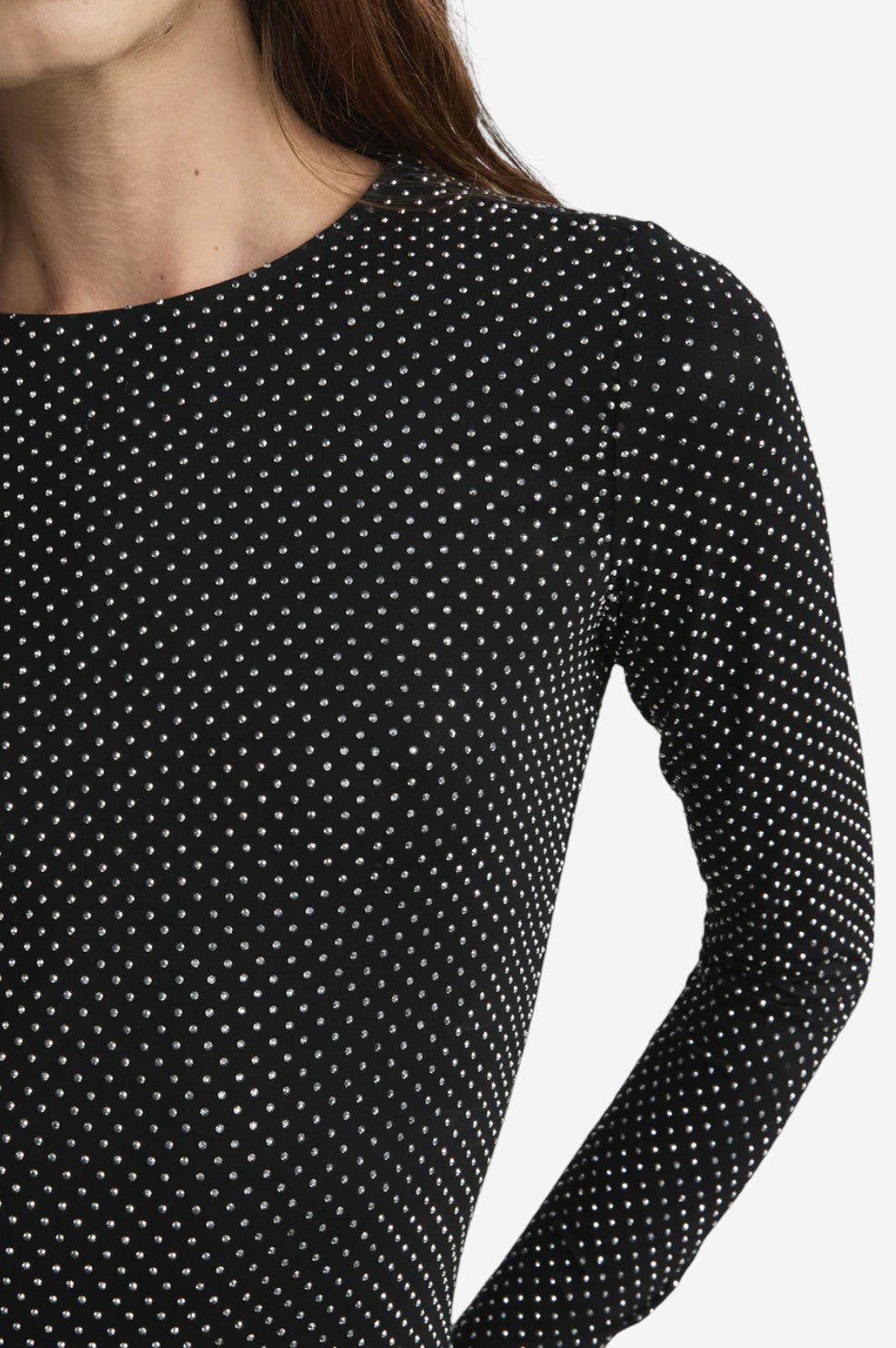 The Rhinestone Jersey Top - Black