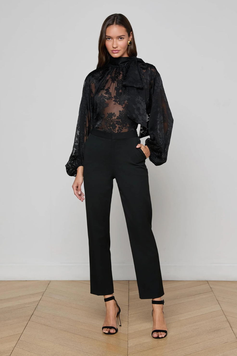 Rhett Burnout Satin Blouse - Black