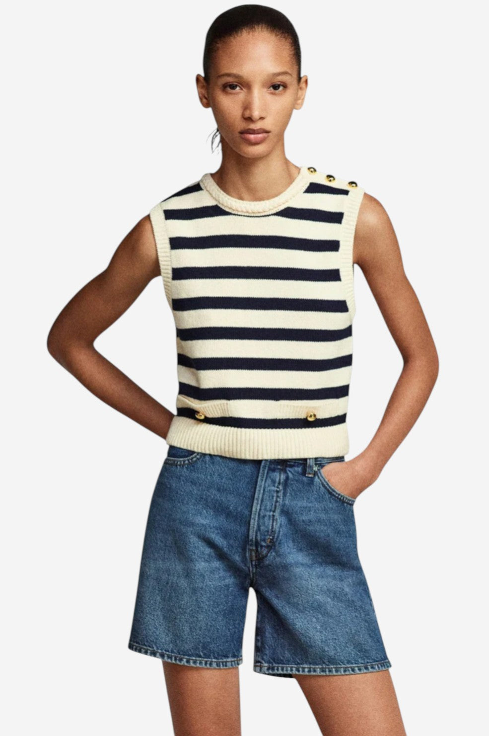 The Harbor Vest - Navy Multi - Shop Yu Fashion