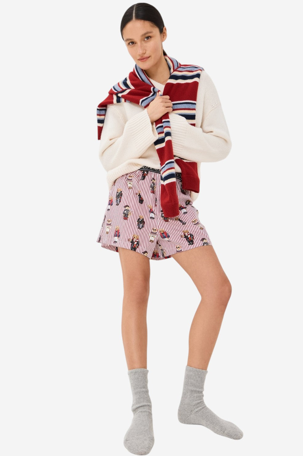 Polo Bear Sleep Boxer - Iconic Bear Snowfall Red - Shop Yu Fashion