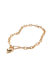 Padlock Heart Pendant Necklace - Gold