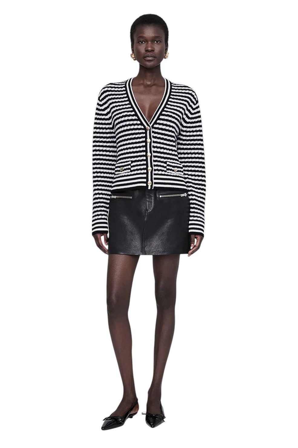 Gwen Cardigan - Black And Ivory Stripe - Shop Yu Fashion