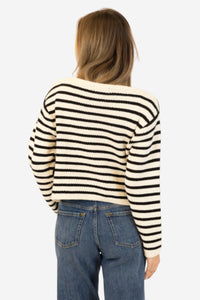 Devon Cardigan - Black And White Stripe - Shop Yu Fashion