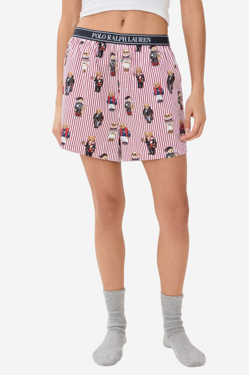 Polo Bear Sleep Boxer - Iconic Bear Snowfall Red - Shop Yu Fashion