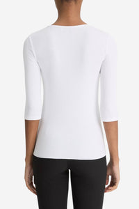 Elbow-Sleeve Crew Neck T-Shirt - Optic White - Shop Yu Fashion