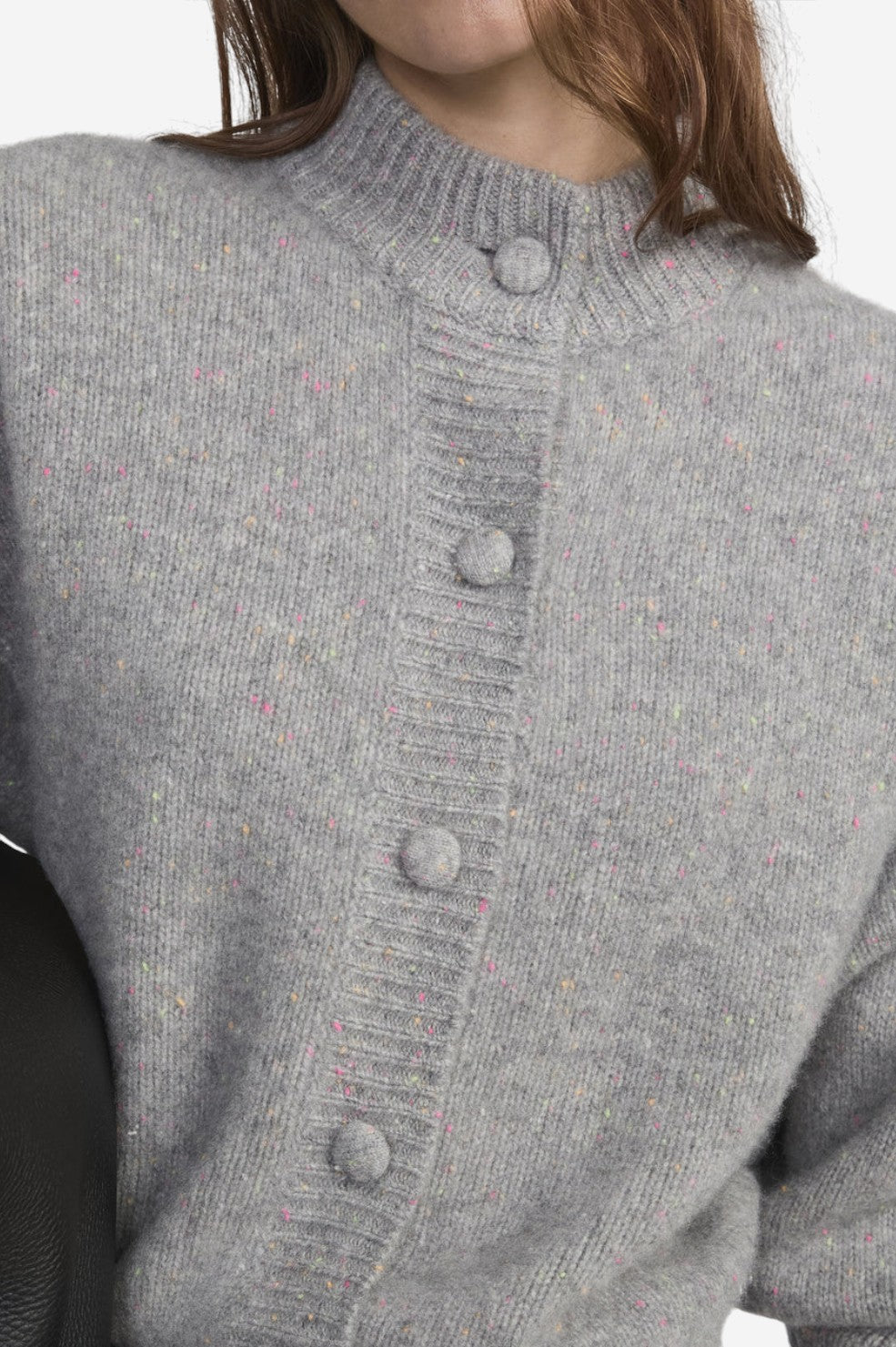 The Cashmere Fleck Cardi - Silver