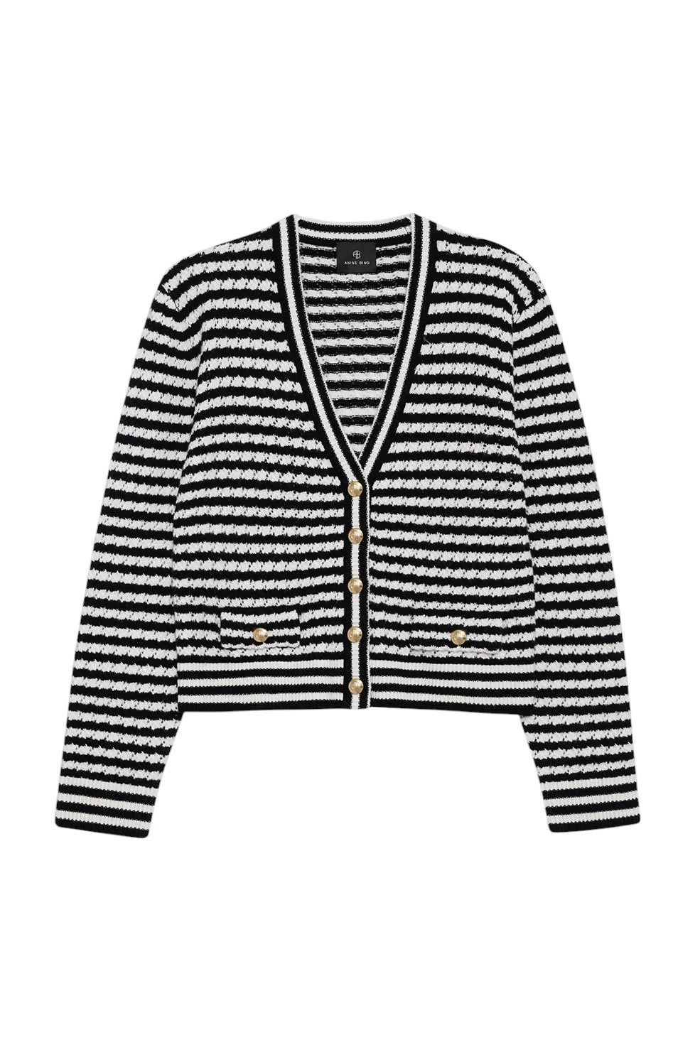 Gwen Cardigan - Black And Ivory Stripe - Shop Yu Fashion