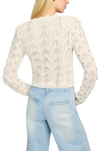Blake Crystal Pointelle Cardigan - Natural
