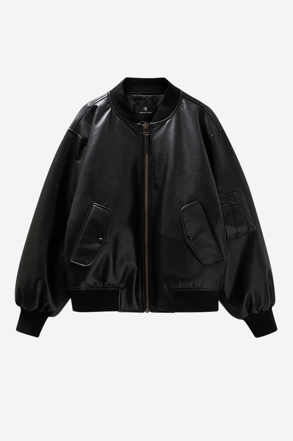 Leon Bomber - Black Recycled Leather