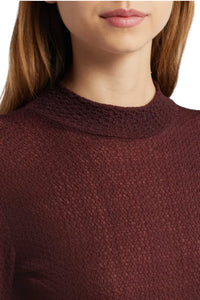 Mesh Lace Turtleneck - Deep Burgundy