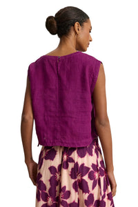 Tavia Woven Linen Top - Grapes