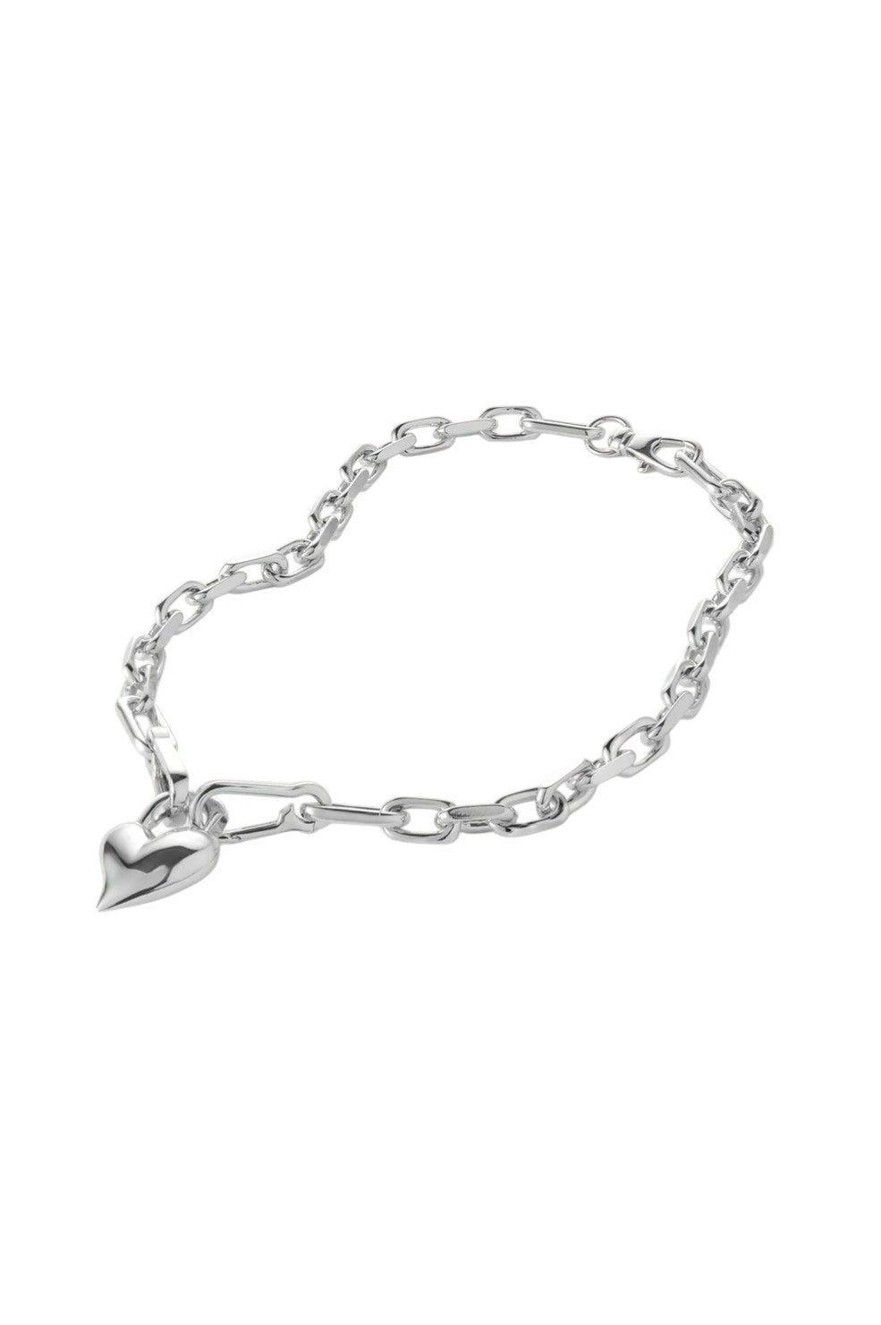 Padlock Heart Pendant Necklace - Silver - Shop Yu Fashion