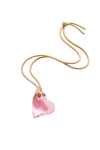 Art Heart On A String Necklace - Pink Glass