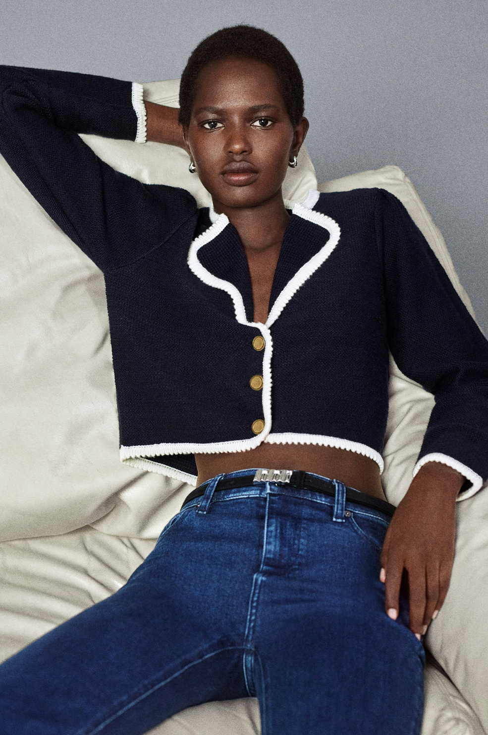 The Corded Cardi - Navy Multi - Shop Yu Fashion