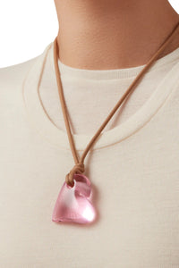 Art Heart On A String Necklace - Pink Glass