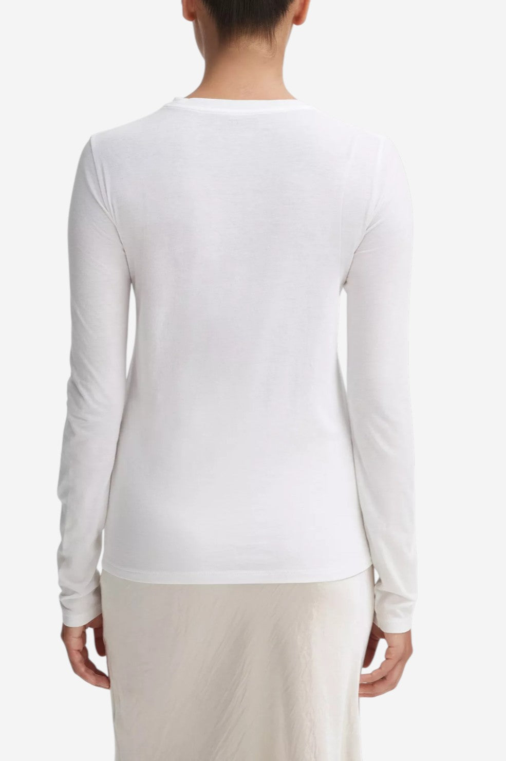 Essential Long Sleeve Crew Neck T-Shirt - Optic White - Shop Yu Fashion