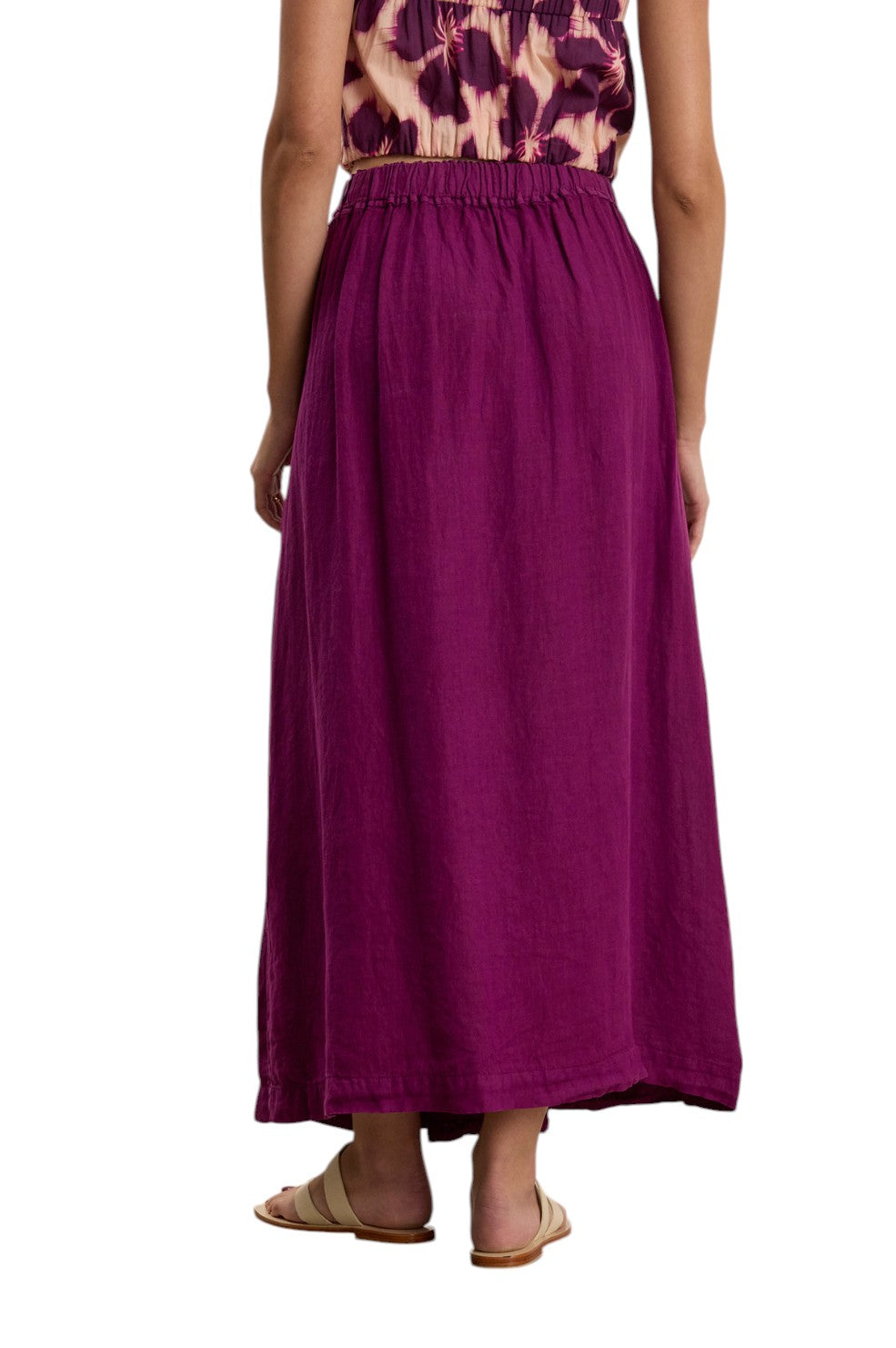 Linda Woven Linen Skirt - Grapes