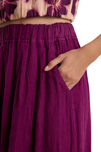 Linda Woven Linen Skirt - Grapes