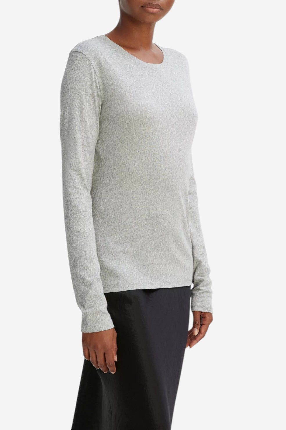Essential Long Sleeve Crew Neck T-Shirt - Heather Grey - Shop Yu Fashion