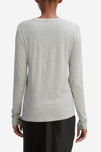 Essential Long Sleeve Crew Neck T-Shirt - Heather Grey - Shop Yu Fashion