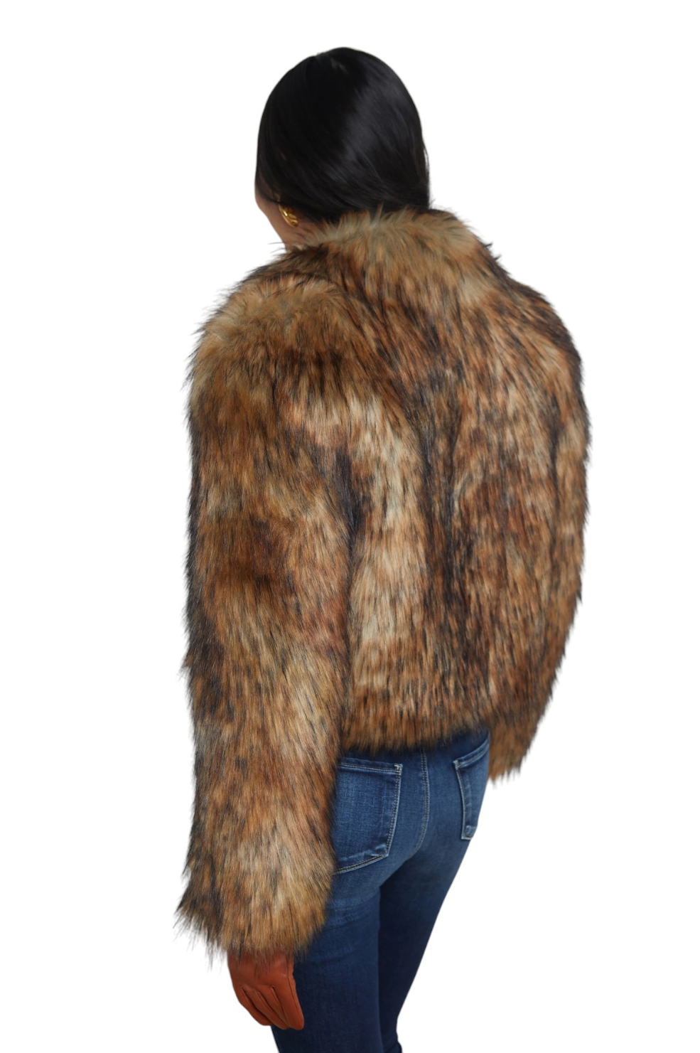 Aura Faux Fur Coat - Tan and Black Faux Fur