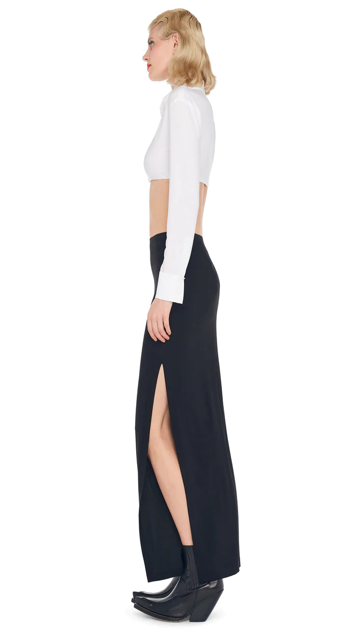 Side Slit Long Skirt - Black