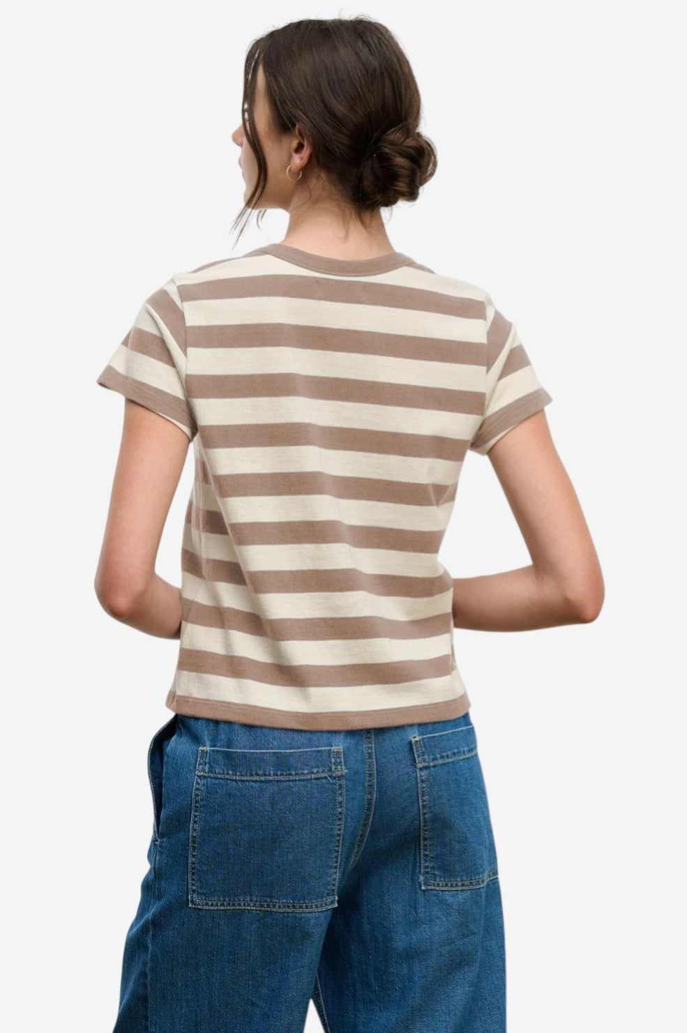 Anais Jersey Stripe Top - Mocha Stripe - Shop Yu Fashion