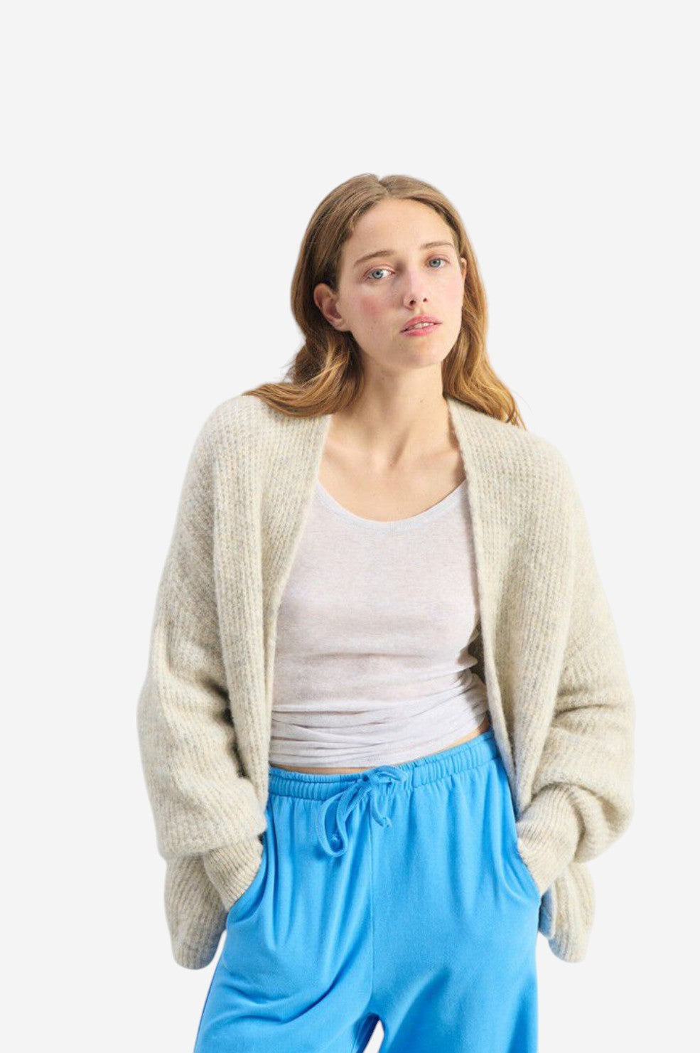 *PRE-ORDER* East Cardigan - Melange Powder Snow - Shop Yu Fashion